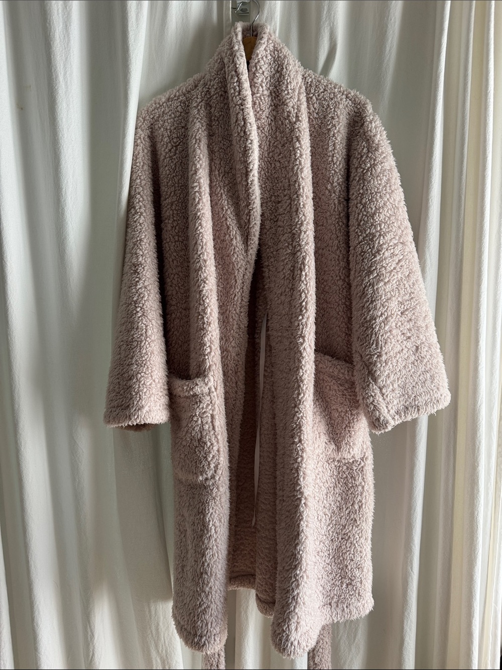 Pottery Barn Plush Teddy Robe in Dusty Pink